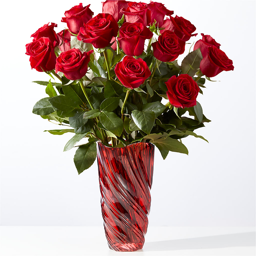 Classic Love Red Rose Bouquet with Luxe Swirl Vase – HONEY BEES FLORAL & MORE, Lucedale MS