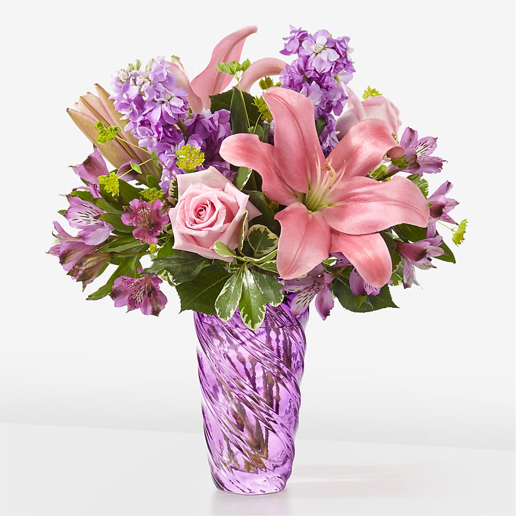 Precious Petals Bouquet with Luxe Swirl Vase – HONEY BEES FLORAL & MORE, Lucedale MS