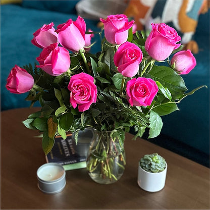 Long Stem Pink Rose Bouquet – HONEY BEES FLORAL & MORE, Lucedale MS