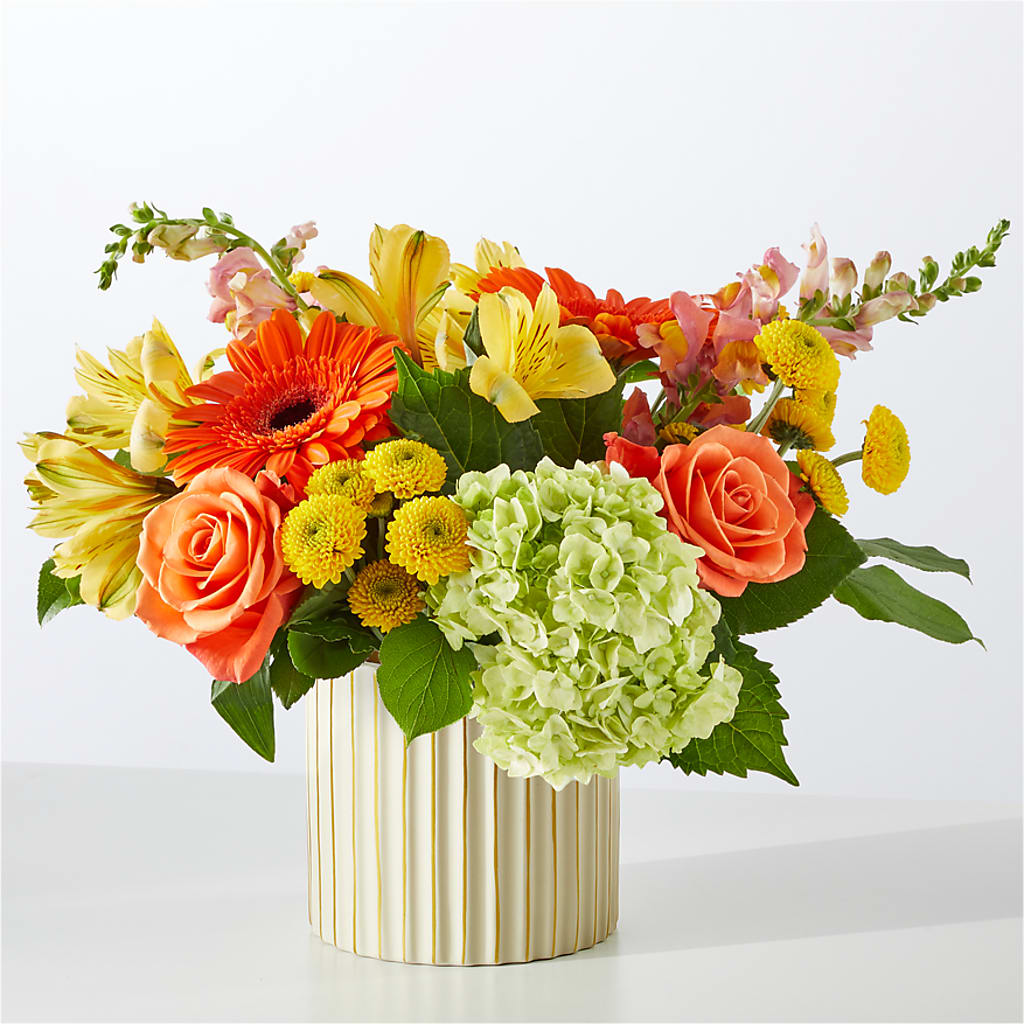 Autumn Sunshine Bouquet with Ivory Vase – HONEY BEES FLORAL & MORE, Lucedale MS