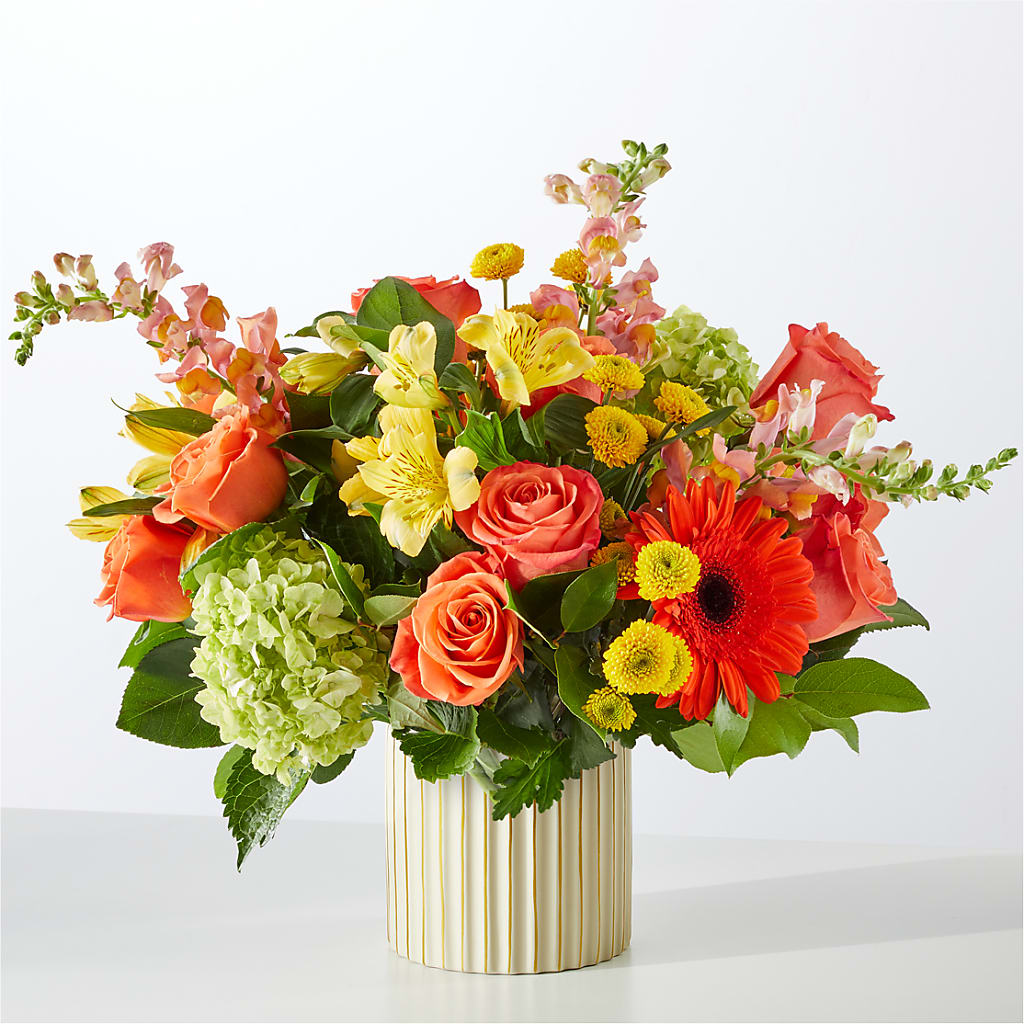 Autumn Sunshine Bouquet with Ivory Vase – HONEY BEES FLORAL & MORE, Lucedale MS