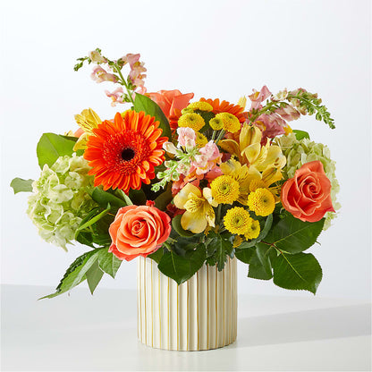 Autumn Sunshine Bouquet with Ivory Vase – HONEY BEES FLORAL & MORE, Lucedale MS